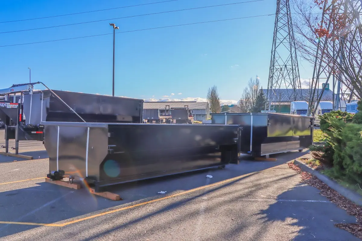 Roll-off dumpster ready for waste disposal at job site for 4 Yard Dumpster Rental in Pawtucket